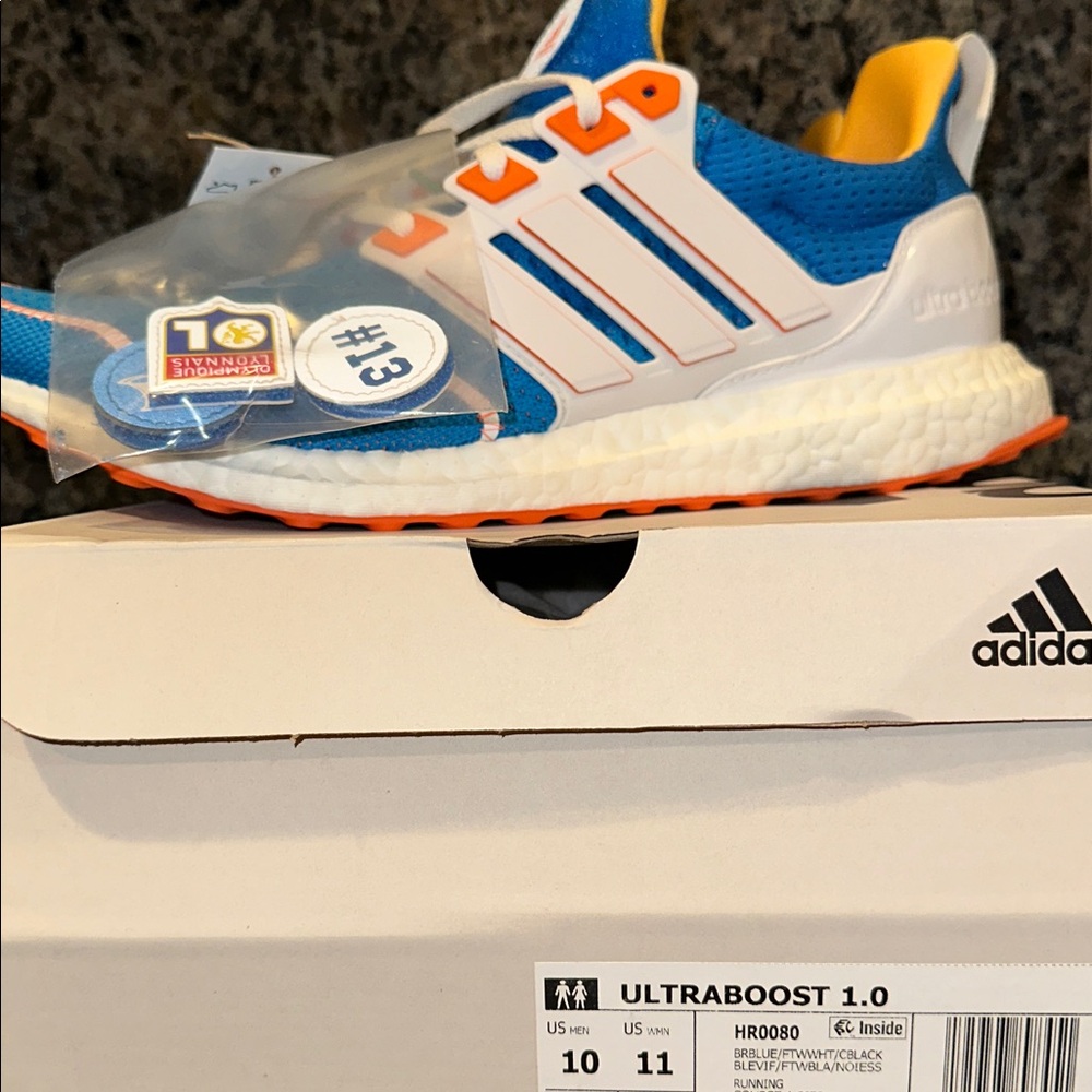 Adidas Ultraboost 1.0 Size 10 Blue and Orange Athletic Sneakers - Picture 2 of 7